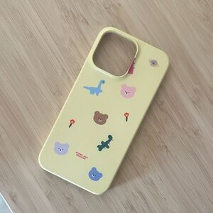 IPHONE 14 PRO MAX Cute Yellow Phone Case with Animal Prints